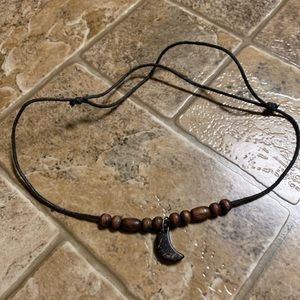 Choker with wood moon pendant